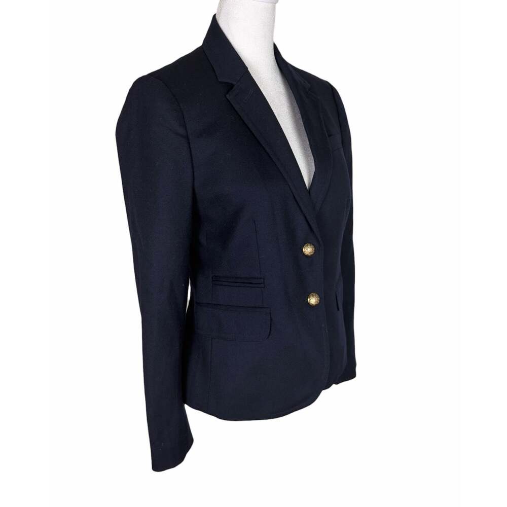 J. Crew Schoolboy Wool Blend Navy Blue Gold Button Blazer Preppy Career Size 2 - Picture 3 of 7